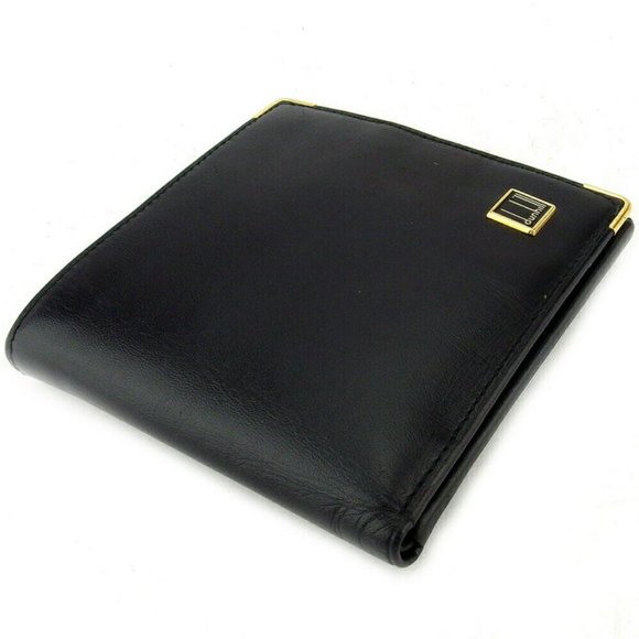 AUTH Dunhill Two Folded Wallet Logo Plate Leather - Picture 2 of 8